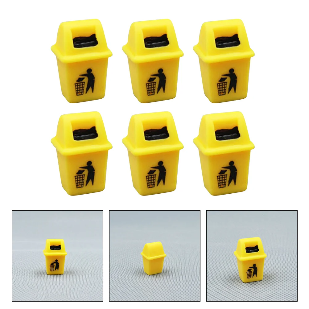 Modelo de cubo de basura de 6 uds., Mini juguetes de resina, decoración Premium para el hogar, accesorios divertidos para Mini habitación, diseño realista