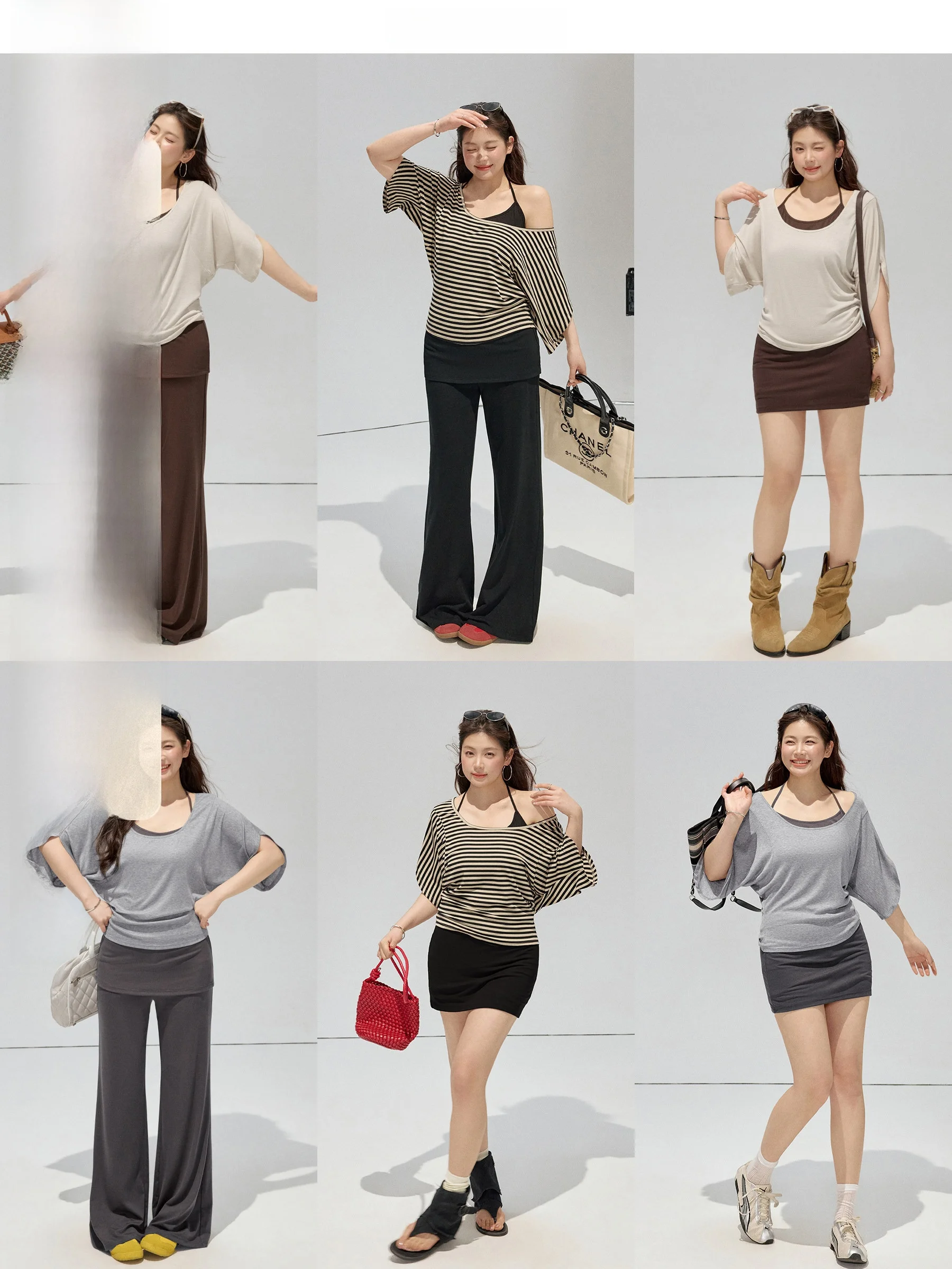 

Романтичный комплект из свободного полосатого топа с круглым вырезом и длинных брюк больших размеров для полных женщин от Jululook