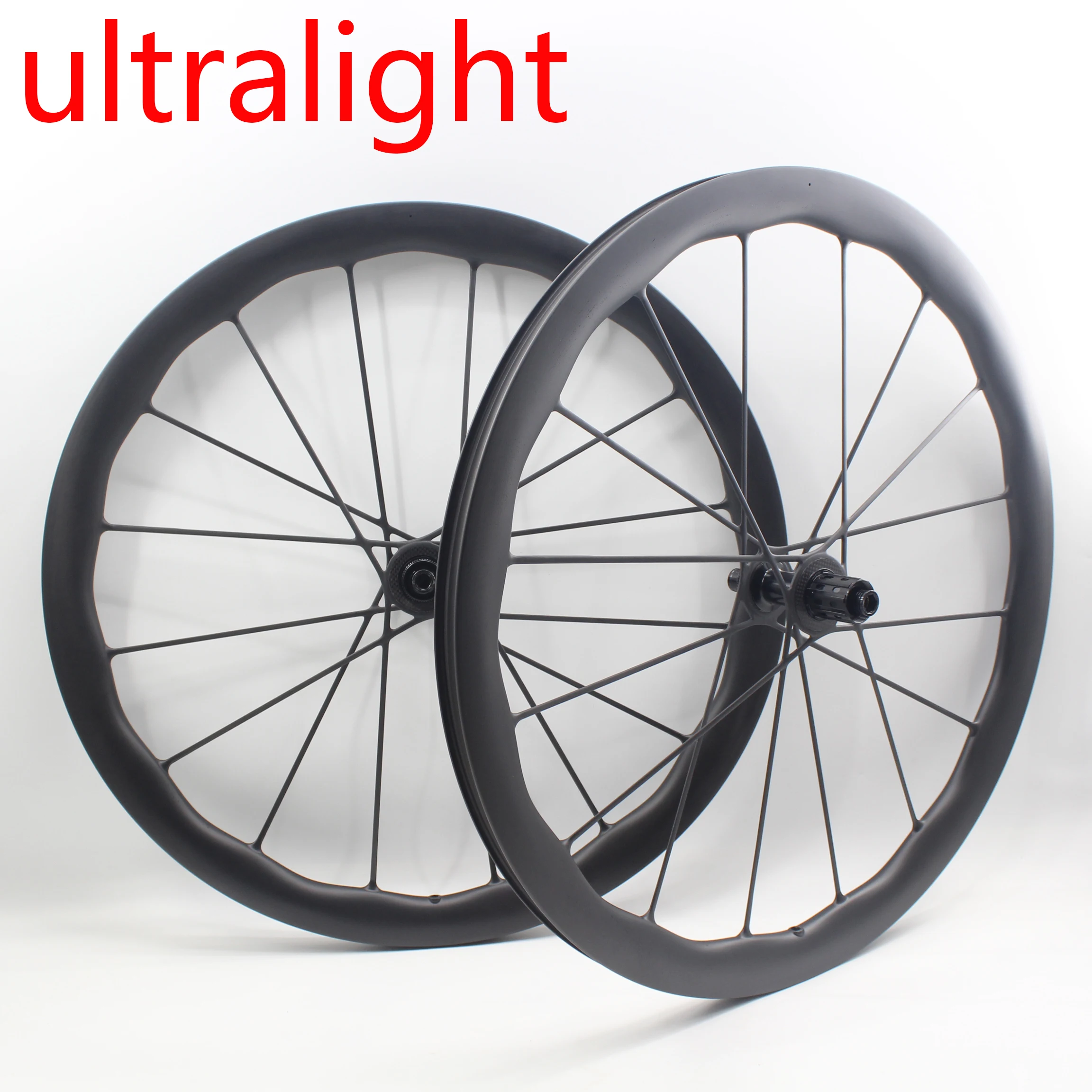 New Lightweight 700C Road Bike UD Full Carbon Fibre Spokes and Rim Integrated Bicycle Wheelset Thru Axle Center Lock Disc Brake