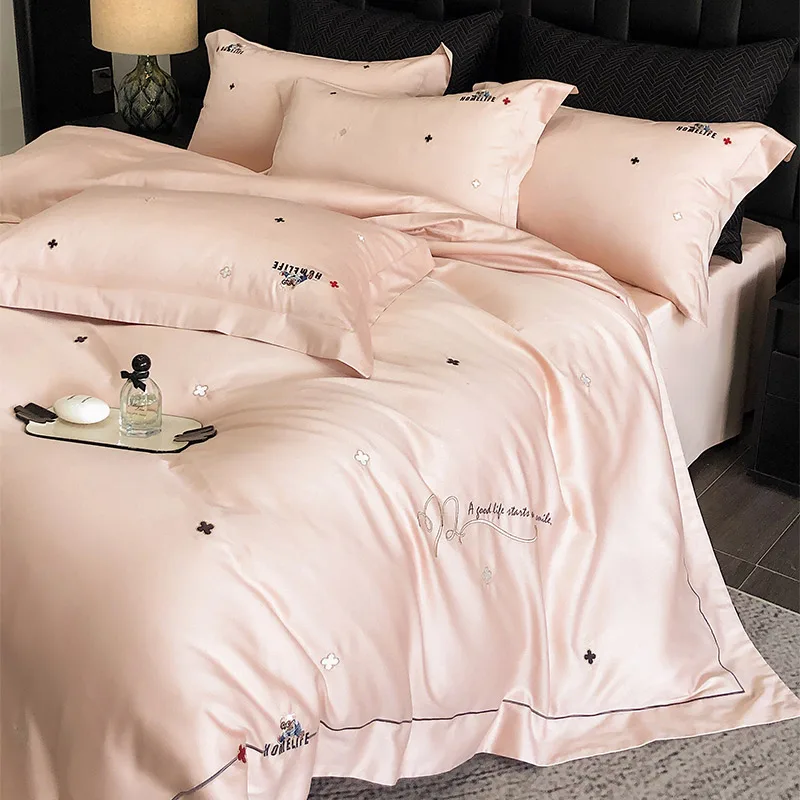 High - End Bedding Sets 2025, 100% Cotton, Light Luxury, Simple Design, Double Size, with Greek - Mythology Embroidery, for a My