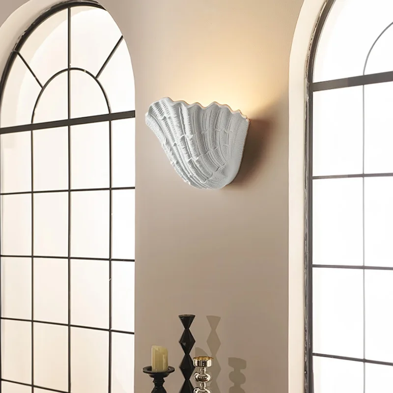 Nordic Postmodern Shell Wall Sconce Lamp For Living Room Home Decor Modern Creative Natural Resin Wall Lamp For Bedroom Bedside