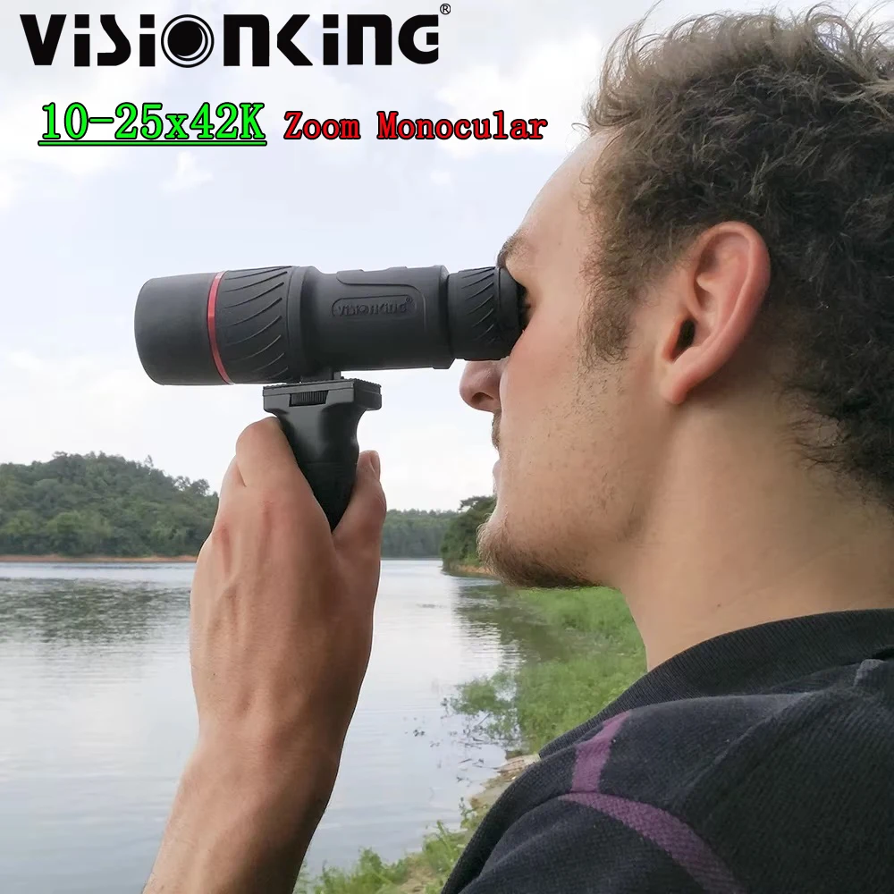 

Visionking Professional 10-25X42 зум-монокуляр дальнего действия для спорта на открытом воздухе, наблюдения за птицами, кемпинга, крыши, водонепроницаемый телескоп с ручкой