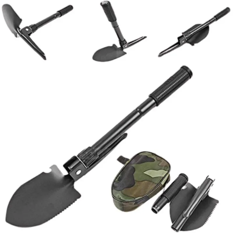 Multifunctional Mini Military Folding Sappers Shovel, Portable Survival Spade, Entrench Tool with Carrying Pouch, Camping Shovel