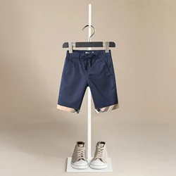 Teenager Summer Boys Shorts Elasticity Belt Stripes  Sport Cotton Pocket Pants Casual Cotton Children's Clothing 1-9year