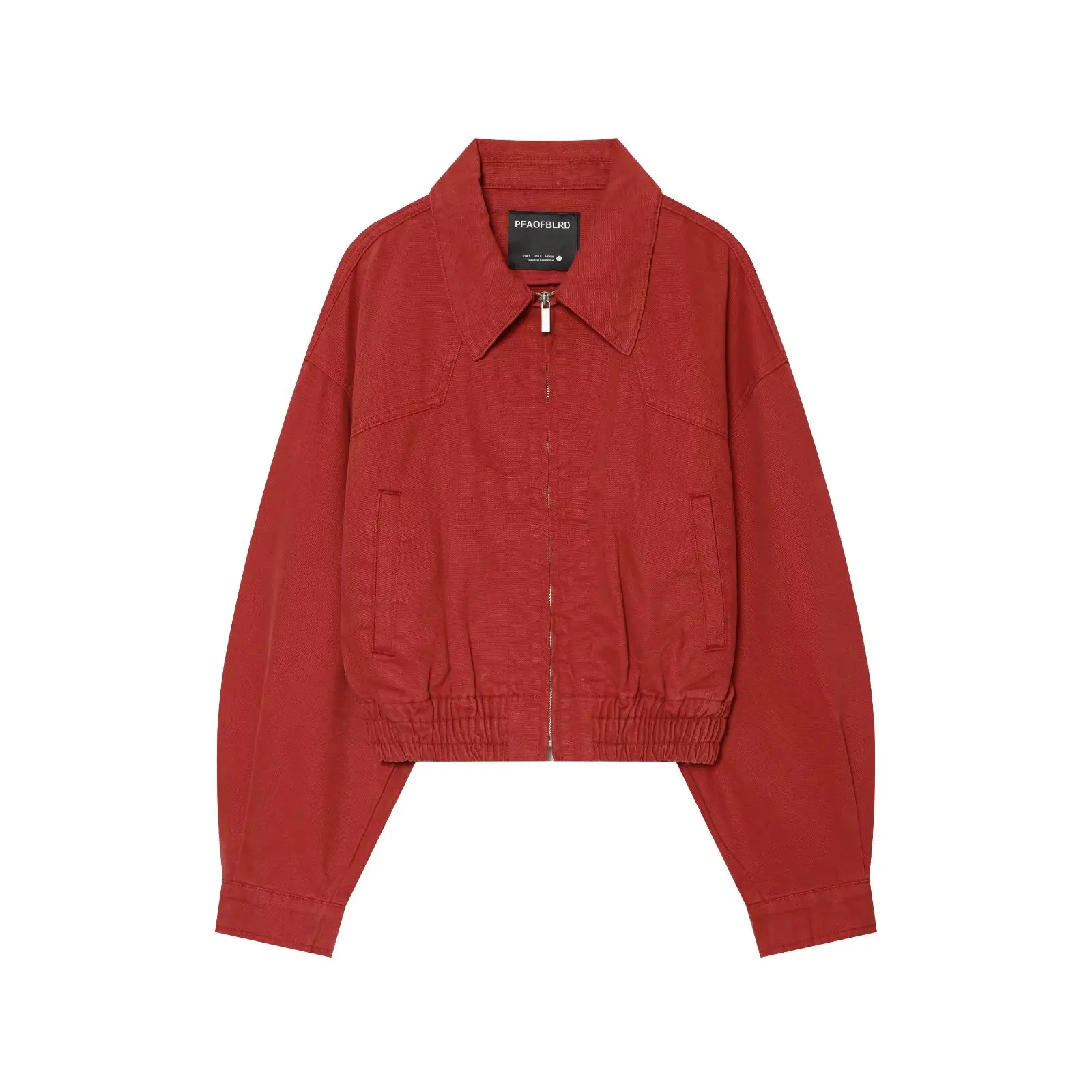 Women's Vintage Red Casual Jacket Long-Sleeve Loose Short Outerwear Chic Spring Autumn Fashion Simple Lady's Top