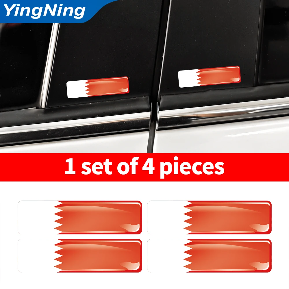 

3D Domed Bahrain Flag Car Emblem Sticker High Gloss Patriotic Decal for SUV Truck RV Van Tailgate Styling 4pcs Auto Stickers