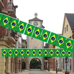 Brazil flags 14x21cm 20pcs/set Brazil Brazilian String Flag National bunting Flags Festival Party Holiday home Decoration