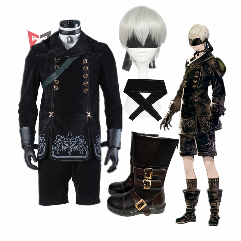 NieR Automata YoRHa No.9 Type S Cosplay Costumes 9S Uniforms Jacket Pants Backpack Braces Gloves Necktie Stockings Wig Boots