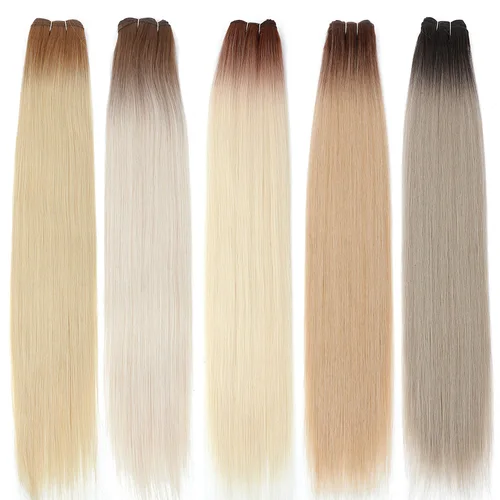 Imagen 2 del producto Extensiones de cabello liso biológico, pelo sintético suave y liso, mechones de pelo liso sintético largo y colorido, completo hasta el extremo
