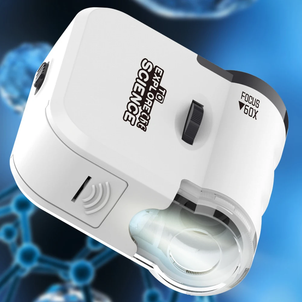 60X MicroMini Pocket Microscope with Portable Microscope with LED Flashlight Handheld Microscope for Science Lab