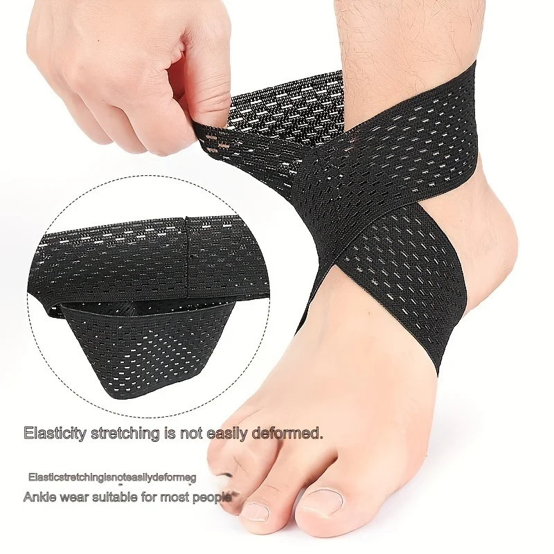 High Elastic Ankle Support Band - 1 Pair, Lightweight And Comfortable, Black Polyester Blend Suitable For Outdoor Leisure