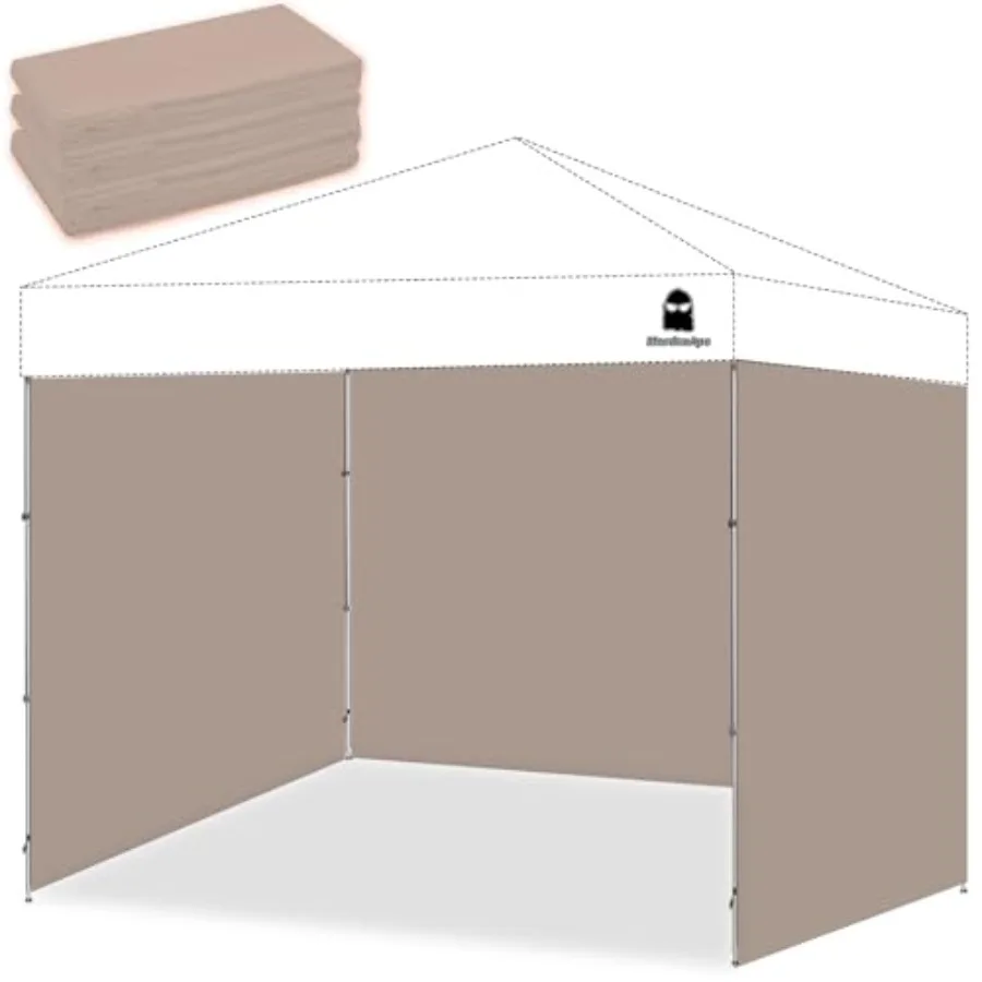 

10x10 Pop Up Canopy Tent Sidewalls - Straight Leg Compatible 300D Waterproof Polyester with 99% UV Protection 3 Pcs Khaik Wall