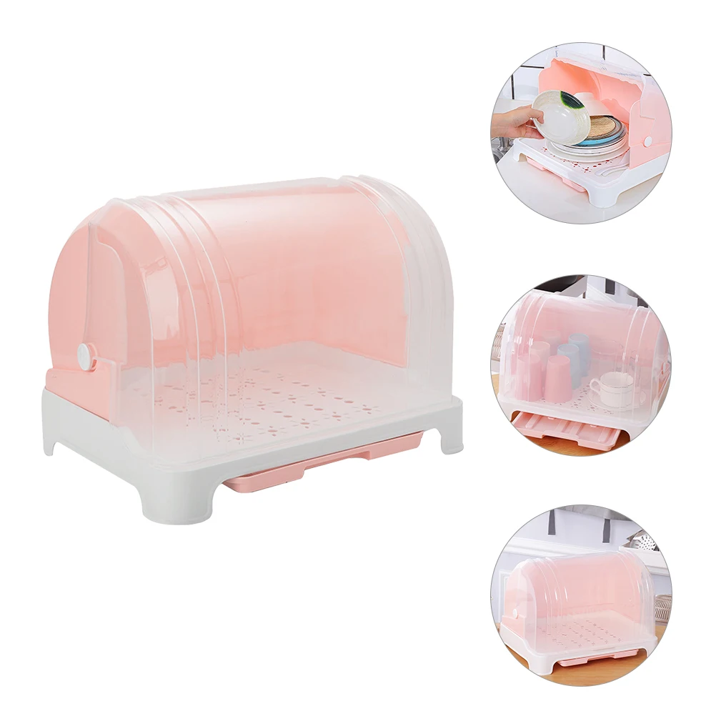 

Baby Bottle Drying Rack Cup Storage Box Dish Tray Pink Drip Drain Holder for Glass Cups Plates Milk Bottles Kitchen Organizer