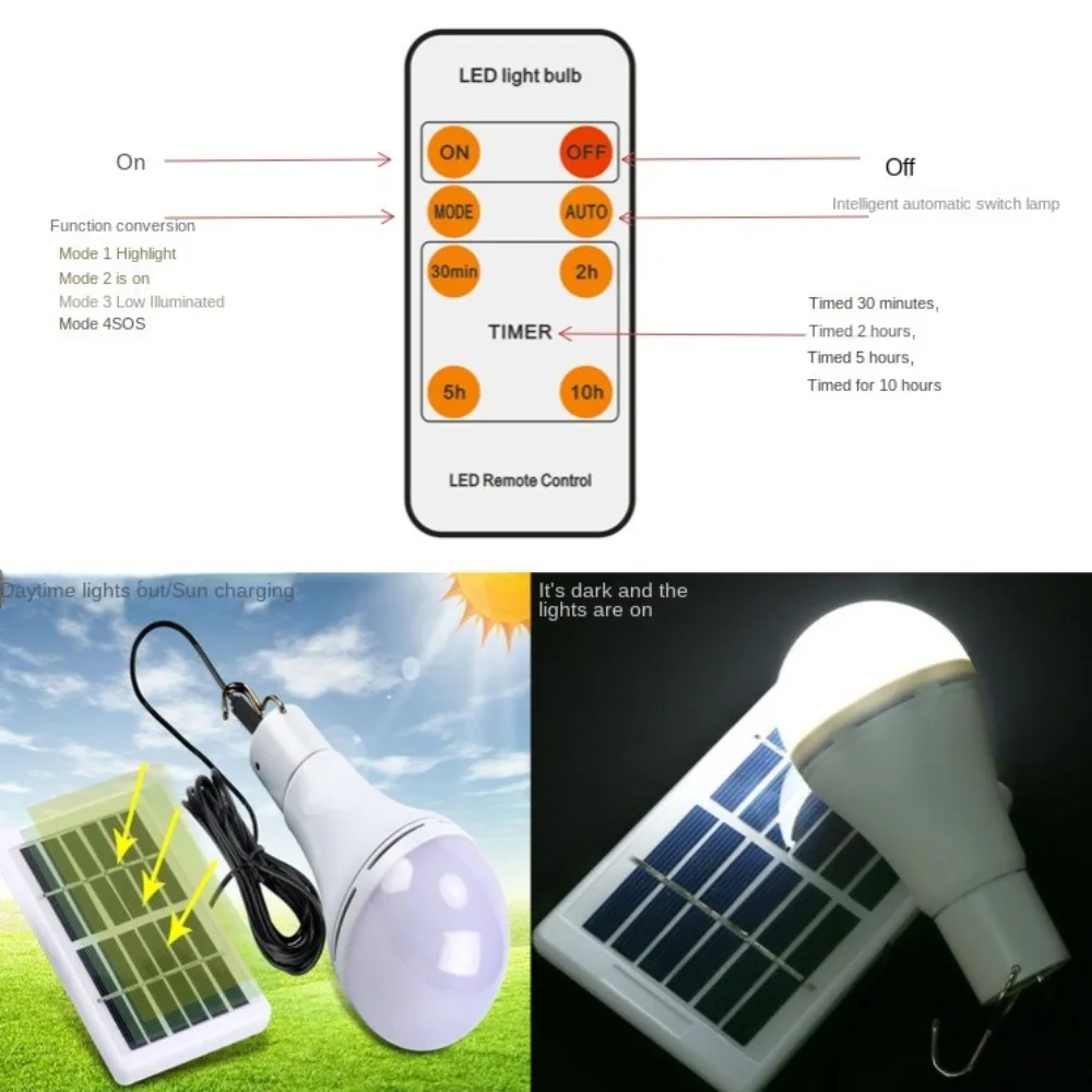 Luz Solar colgante para decoración de jardín, lámpara de emergencia alimentada por luz Solar, paneles solares impermeables, 7W/9W