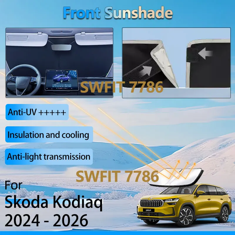 

1X Front Window Sun Shade For Skoda Kodiaq 2024 2025 2026 Accessories Car Windshield Heat Insulation Sunshade Waterproof Sticker