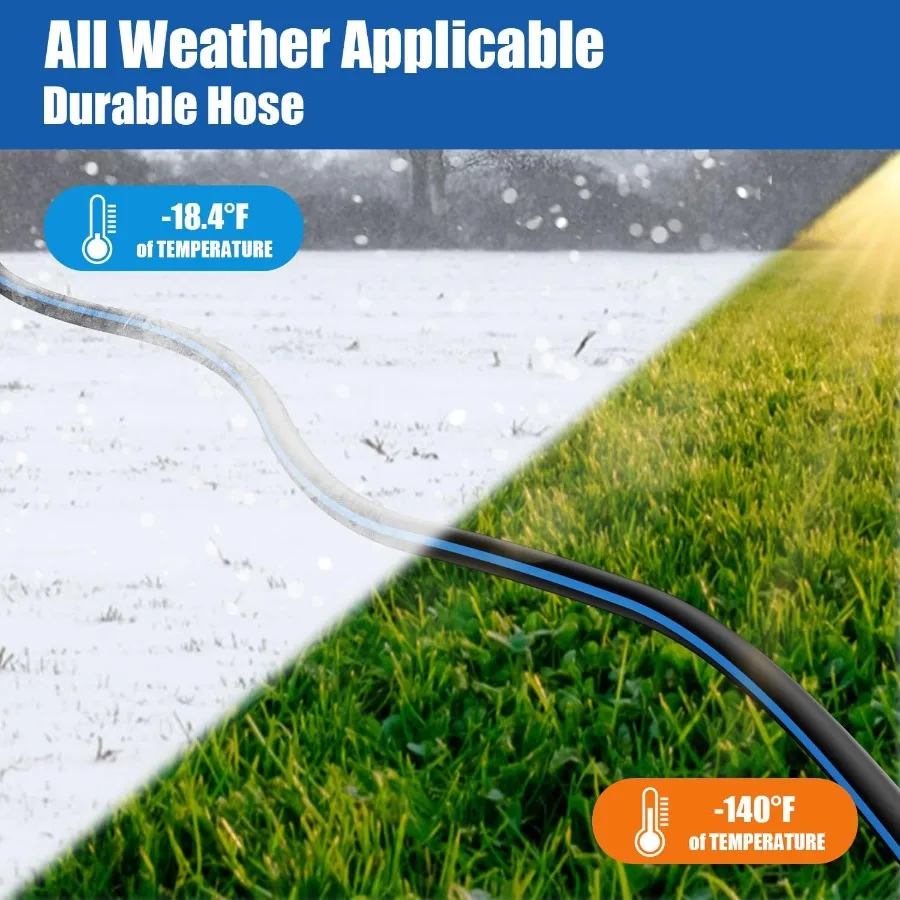 خرطوم حديقة شديد التحمل 5 8 50 قدم: خرطوم مياه مطاطي مرن مع بخاخ 10 وظائف لغسيل السيارات في الحديقة في الهواء الطلق #5