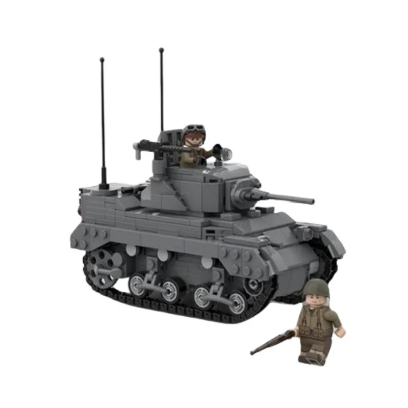 Hot WW2 M5 Tank Military Toys Tracked Armored M5A1 Fighting Vehicle Model Building Blocks Educational Toys DIy Assembled Bricks