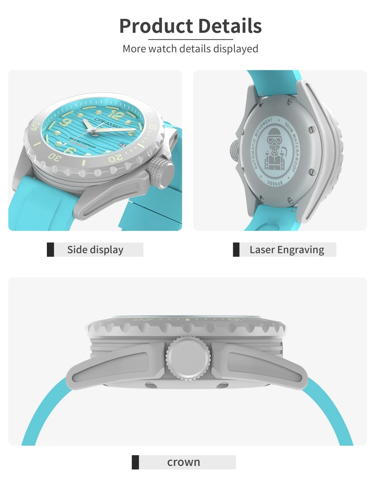 DREAMAS Men's Premium Mechanical Watch Titanium Alloy Diving Watch Swiss Super Luminous Watch D0382G8