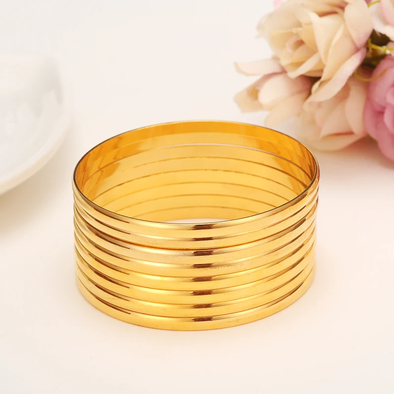 24K gold plated  Bangles Ethiopian Africa Fashion Gold Color Bangles For Women African Bride Wedding Bracelet Jewelry Gifts