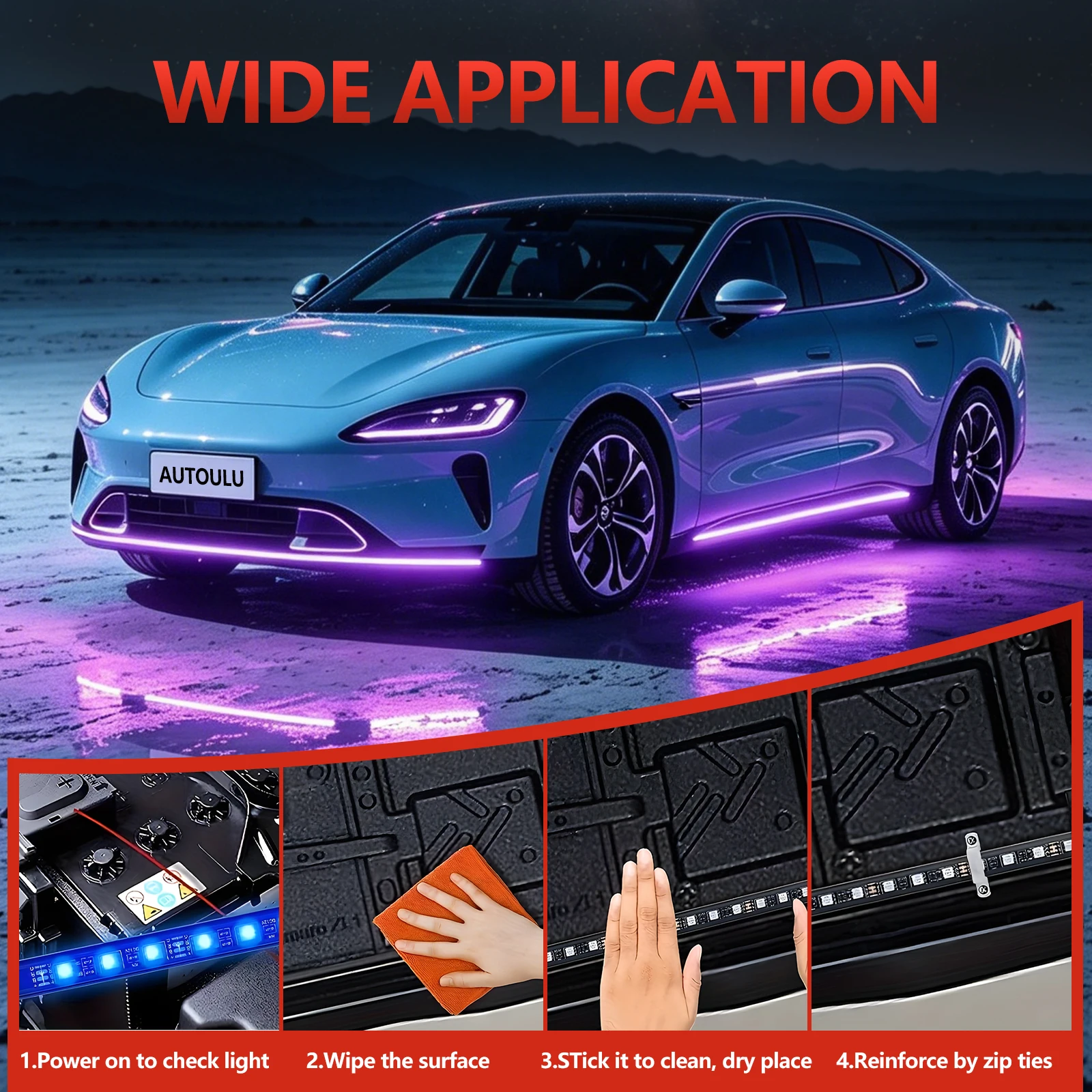 Luz LED Neon 4 em 1 para Carro - Rgb Underglow Strip avaliação e preço