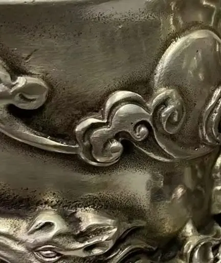 Old Bronze Gilded Silver Eight Steed Pattern Dragon Ear Vase Big mouth Bottle A Pair Amass wealth Ornaments Town house