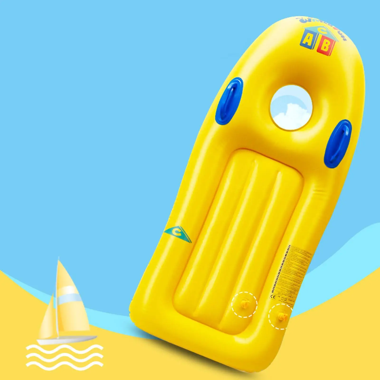 

Inflatable Body Board Lightweight Accessories for Learning Swimming with Handles for Kids Pool Summer Water Sports Beach