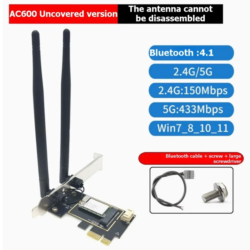 618 Mega Sale AC600 PCI-E Wireless WiFi Adapter Card 600Mbps 2.4G/5G Dual-Band Bluetooth WiFi Network Card for Win7 8 10 11