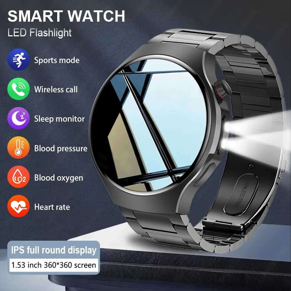 

Outdoor Sports Men's Bluetooth Call Smart Watch Full Screen Touch Health Monitoring Flashlight Smartwatch 2025 New Android IOS