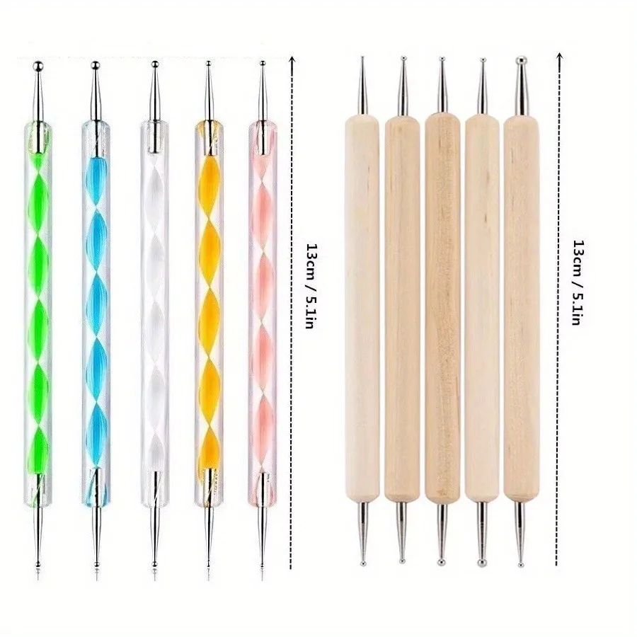 5/10Pcs Tragbare Nail art Punktierung Stift doppelseitige Metall Ball Nail art Modellierung Punktierung Stift DIY Maniküre werkzeug
