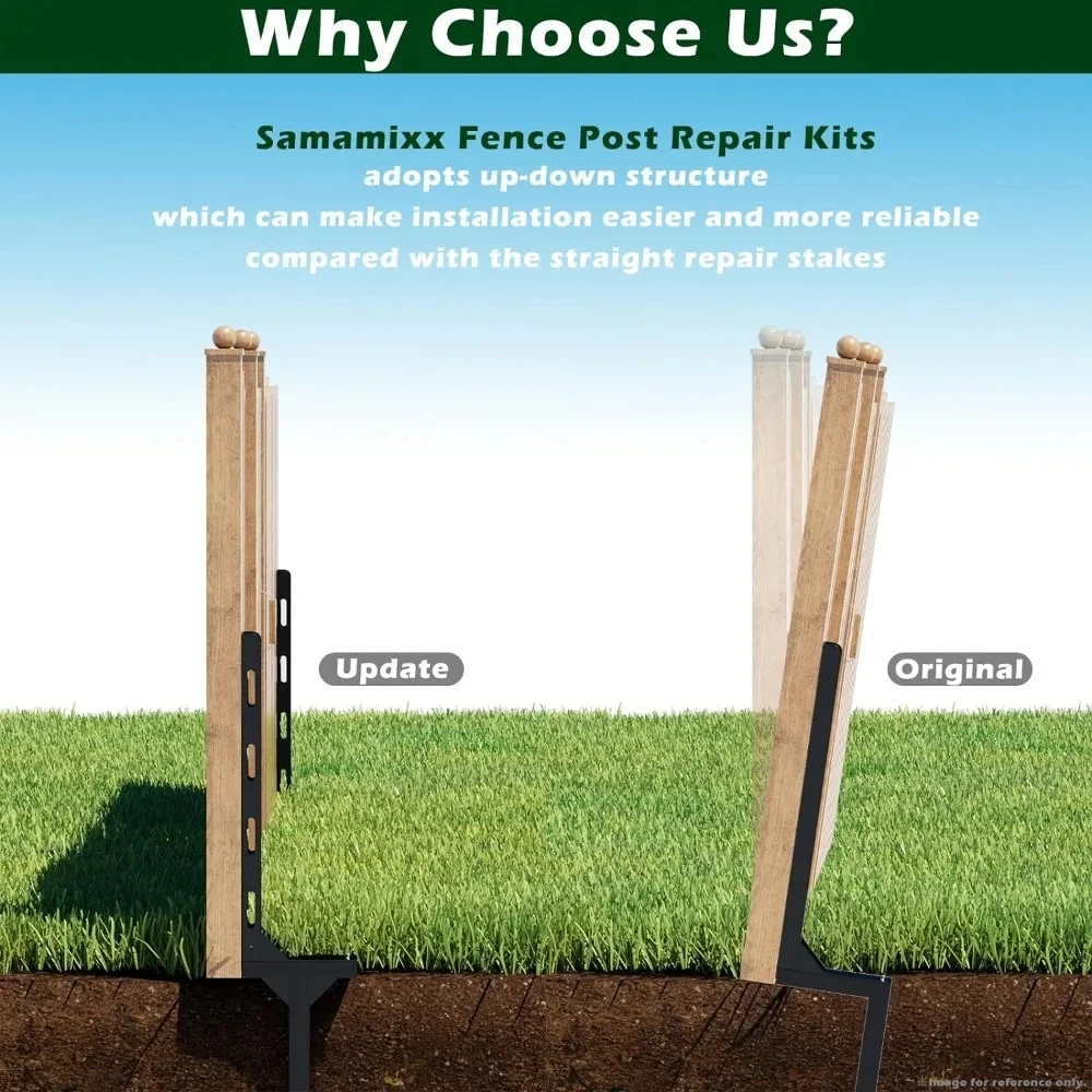2PCS Fence Post Repair Kit Repair Tilted Broken Wood Fence Post Heavy Duty Fence Post Repair Stakes Ground Spike