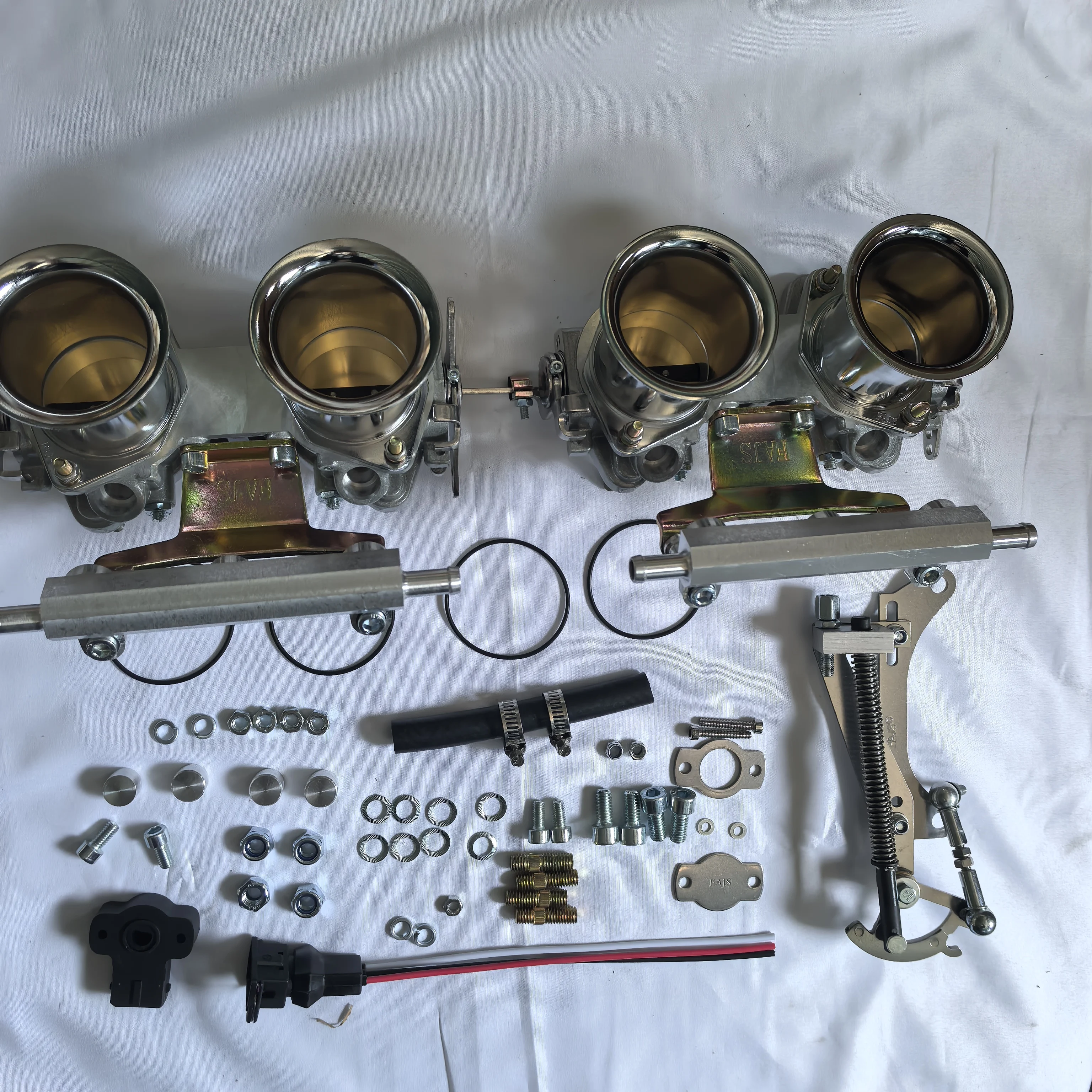 FAJS Dual DCOE Throttle Body  Kit Silver Suitable for Racing  and Conversion of CARB to EFI Engine Height Is 30MM