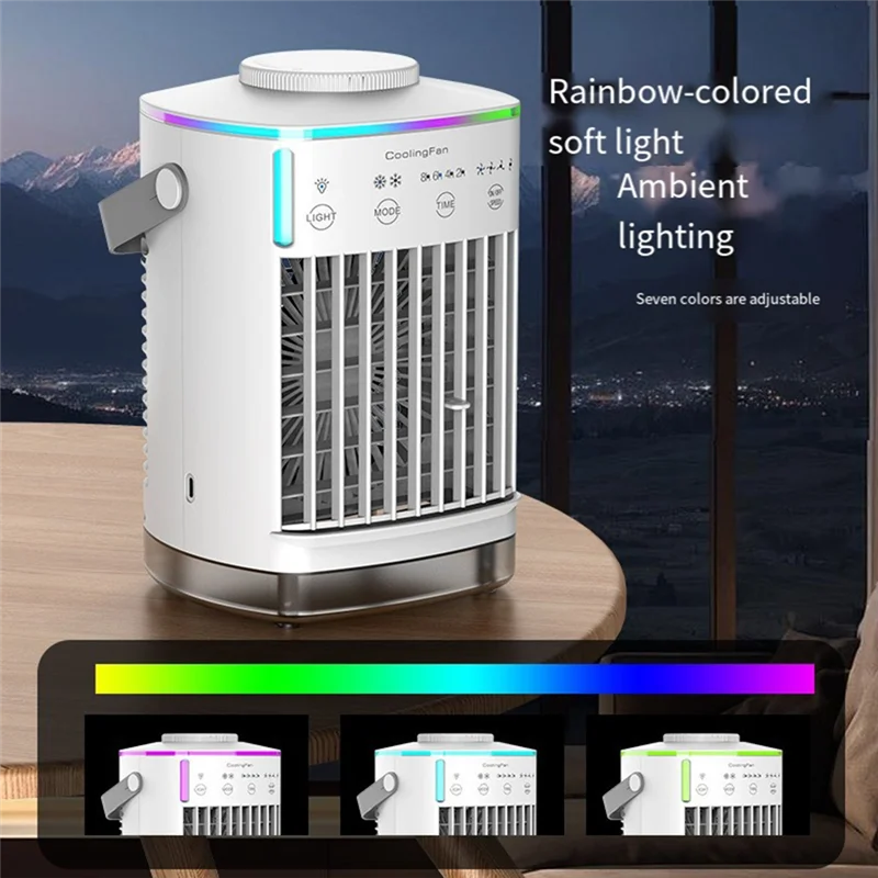 Бытовая техника покупателя Испарительный воздухоохладитель Охлаждающий вентилятор для офиса и дома оснащенный 7-цветной светодиодной подсветкой