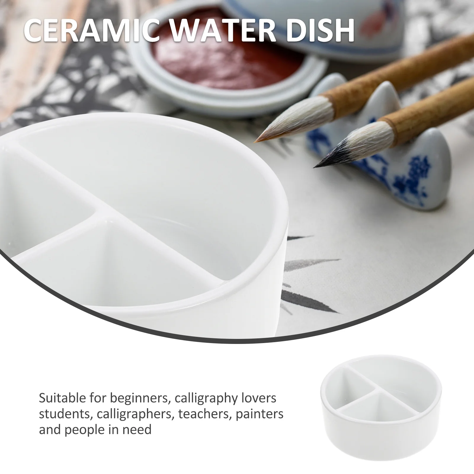 Ceramic Writing-Brush Washer Large Capacity Pen Wash Rinse Durable Safe Calligraphy Ink Dish Long-Lasting Practical Decorative