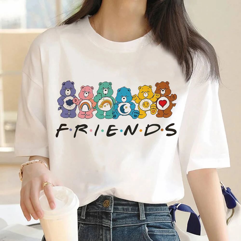 T-shirts Rainbow Bear Cartoon Tops O-neck Short Sleeve T-shirt Summer Kawaii Female Tee Shirt Fashion T Shirt Girl Clothing