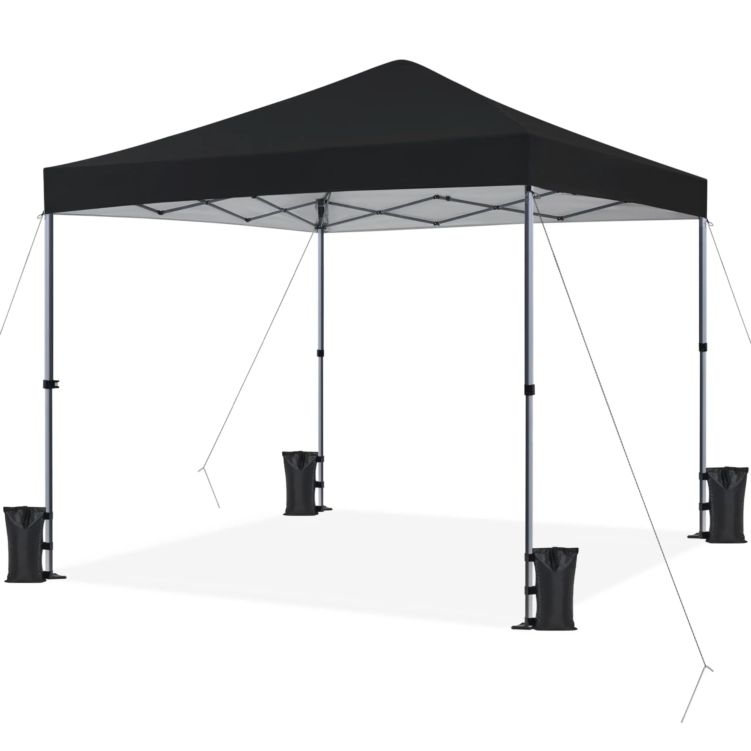 10x10 Pop Up Canopy Tent 1-Button One Person Quick Setup, White | Portable Easy Set-up Commercial Gazebo Equipped with