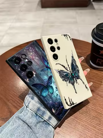 Glow In The Dark Butterfly Phone Case For Samsung Galaxy S25 S24 S23 S22 Ultra Plus S20 FE A15 A35 A51 A54 A55 A71 A72 A73 Cover