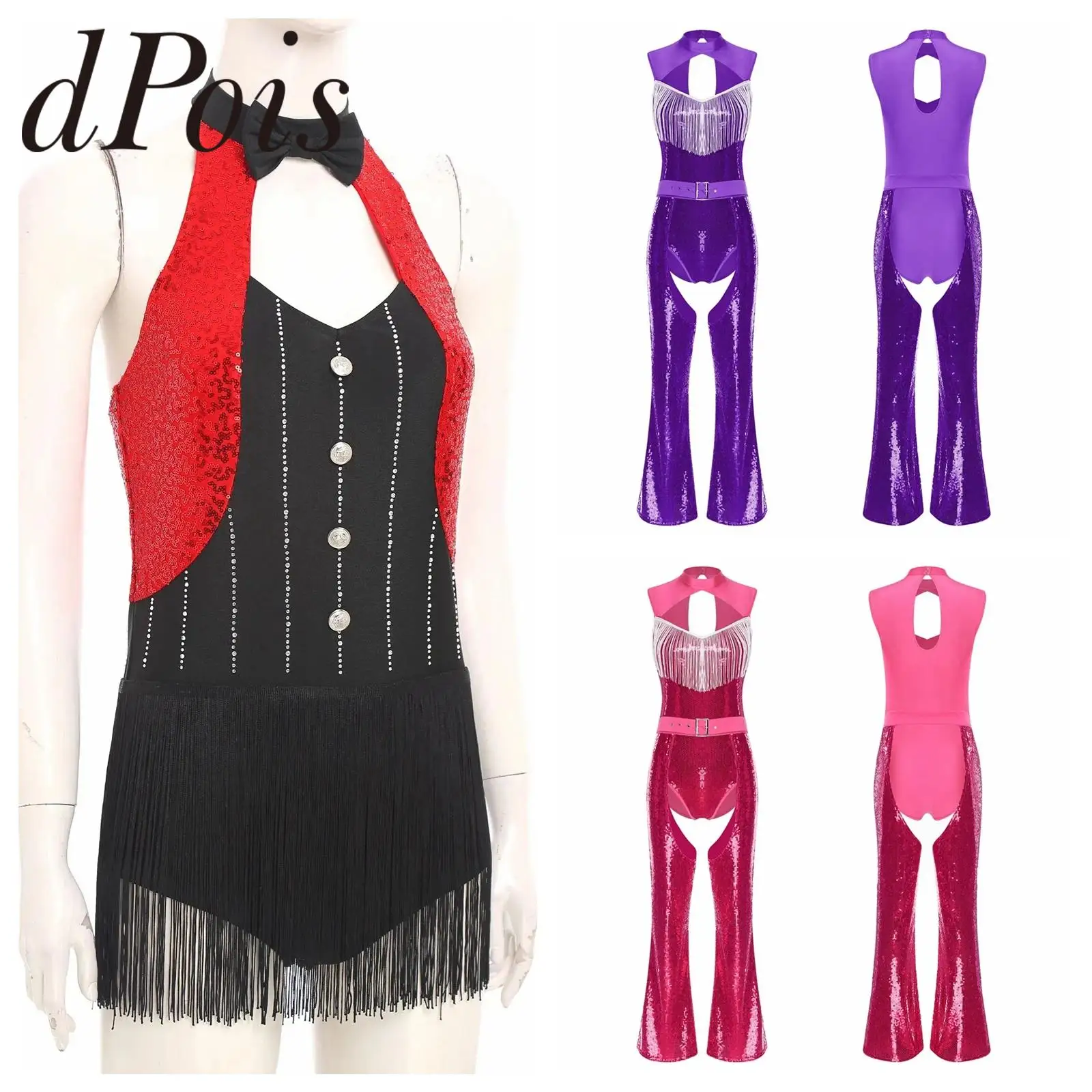 

Женское боди с бахромой и блестками, блестящий купальник, бальный костюм с кисточками, наряды для латинских джазовых танцев, одежда для танцевального шоу, сценическая одежда