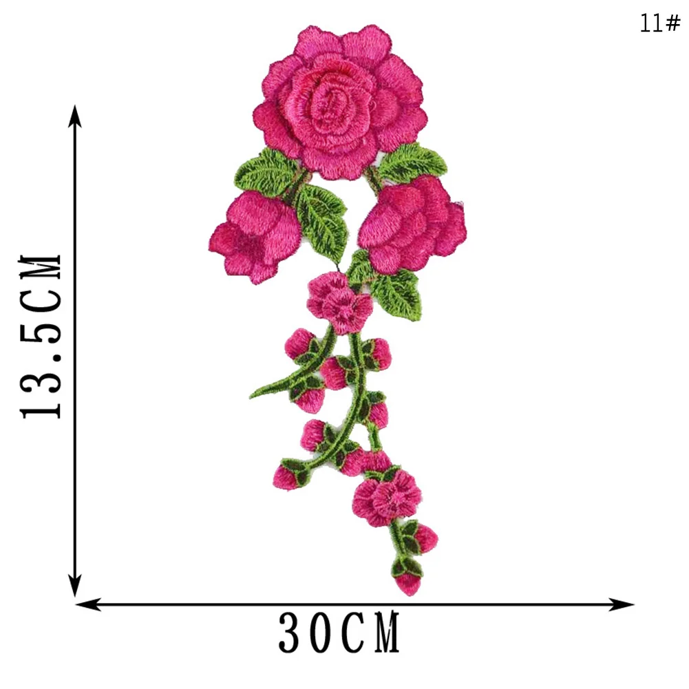 

1Pc Rose Embroidered Sewing On Patch Flower Patch Stickers Sewing Fabric Applique Supplies Clothes Badge 12Colors