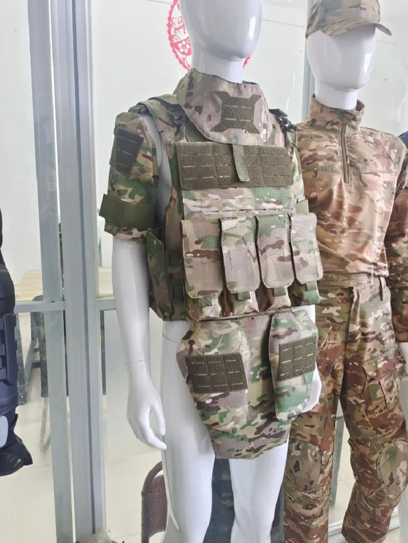 Real NIJ IIIA .44MAG Bulletproof Vest Full Set Heavy Duty Outdoor Tactical Body Armor with Groin & Thigh Protection Guard