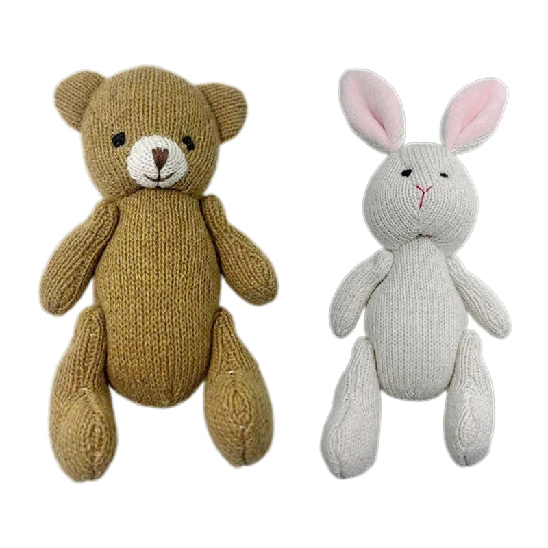 B2EB Photography Props for Baby Handcrochet Cartoon Bear/Rabbit Cuddle Newborn Photo Posing Furniture Photo Accessories