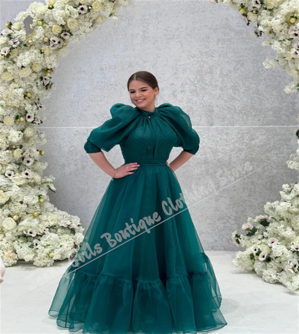 Custom Puffy Sleeve Flower Girl Dress Suitable For Weddings Tulle First Communion Celebrations Children's Dress