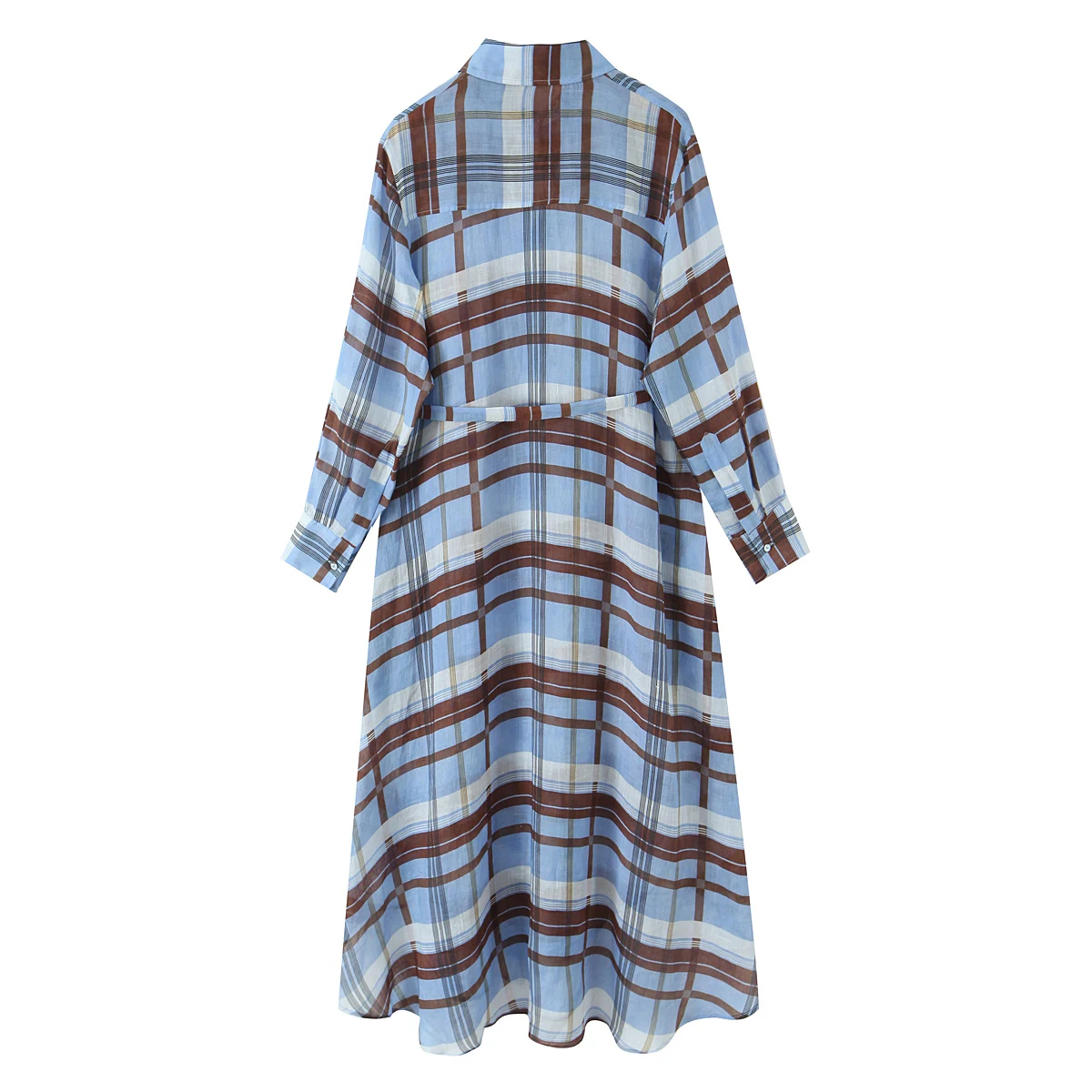 KONDALA Frauen Casual Chic Kleid Kariertes Hemd Stil Taille Spitze-up Midi Kleid 2025, Frühling Herbst Mode Elegante Vintage dame Kleid