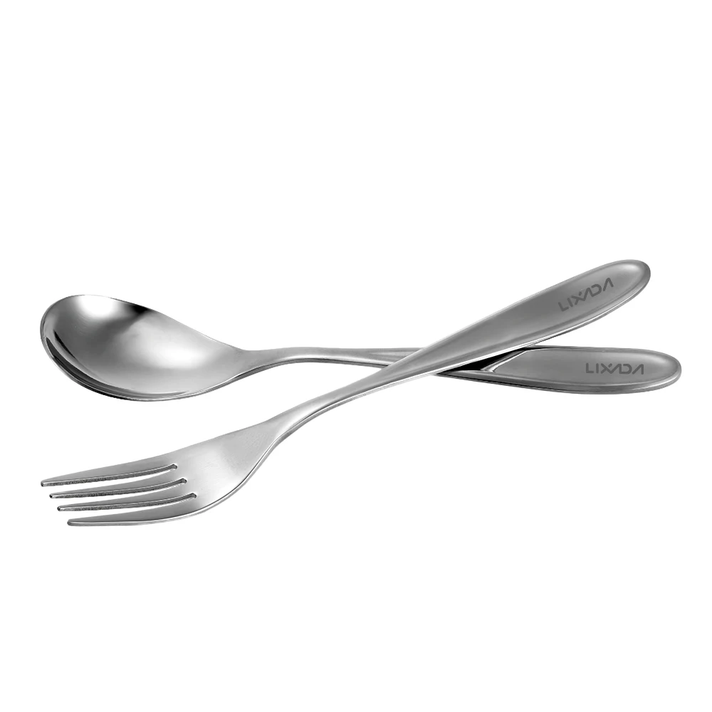 Portable Titanium Spoon Fork Cutlery Set Lightweight Full Length Dinner Fork Spoon Home Outdoor Camping Hiking Backpacking