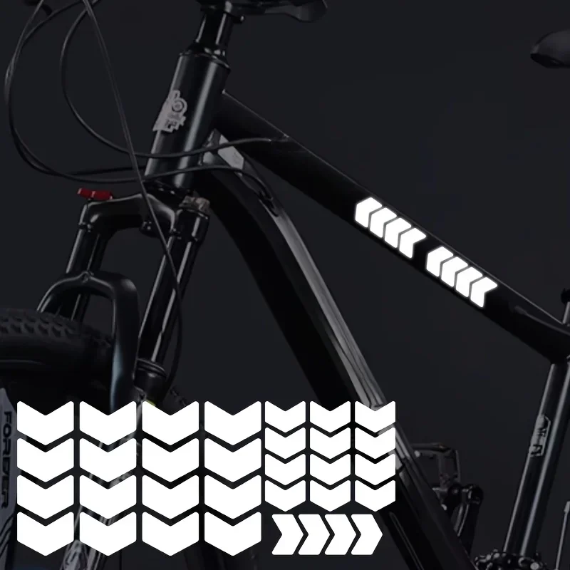 Arrow Reflective Bicycle Stickers High Visibility Yellow Vinyl Decals for Bike Frame Pedals DIY Safety Decoration Set