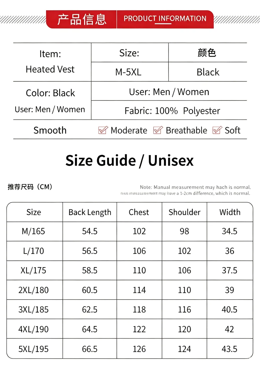 8 Heizzonen USB Elektrisch Beheizte Weste für Männer und Frauen 3-Stufen-Temperaturregelung Unisex Winter Warme Thermoweste für Outdoor-Aktivitäten – Detail 16