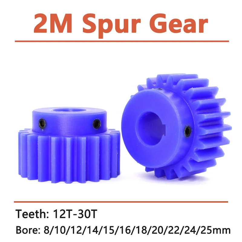 

1pc Blue Nylon Spur Gear 2M 15 Teeth-30 Teeth Mode 2 Motor Gear With Step Plastic Gear Bore 8/10/12/14/15/16/18/20/22/24/25mm