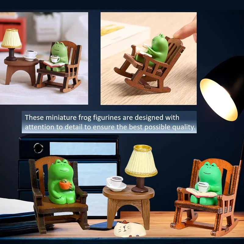 Car Interior Decoration Ornaments Cute Frog Rocking Chair Miniature Frog Figurines for Japanese ZAKKA Frog Animal Cat Ornaments image 3