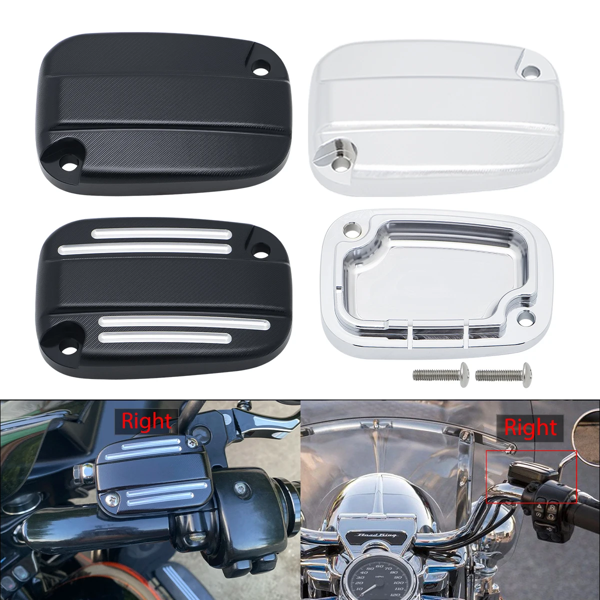 Motorcycle Brake Master Cylinder Reservoir Right Cover For Harley Touring Electra Street Glide Road King VRSCR V-Rod FLHR FLHX