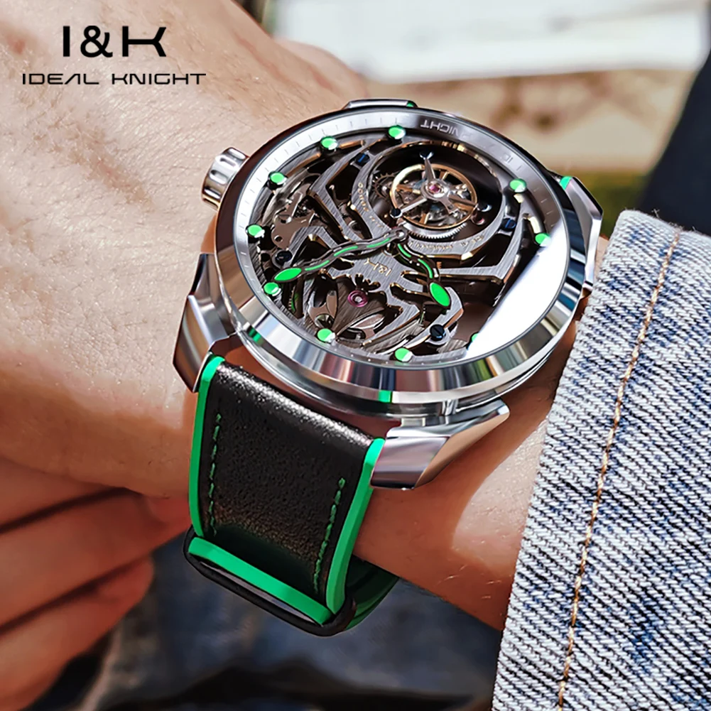 IDEAL KNIGHT High Quality Tourbillon Watches for Men Top Brand Luxury Original Skeleton Flywheel Automatic Mechanical Man Watch