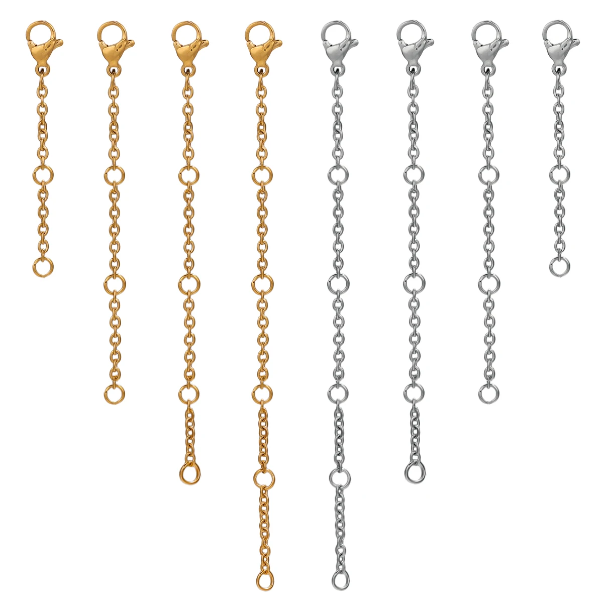10 stücke Edelstahl Einstellbare Kette Verlängerung Ketten Für DIY Halskette Erweiterte Schwanz Kette Schmuck Erkenntnisse Zubehör